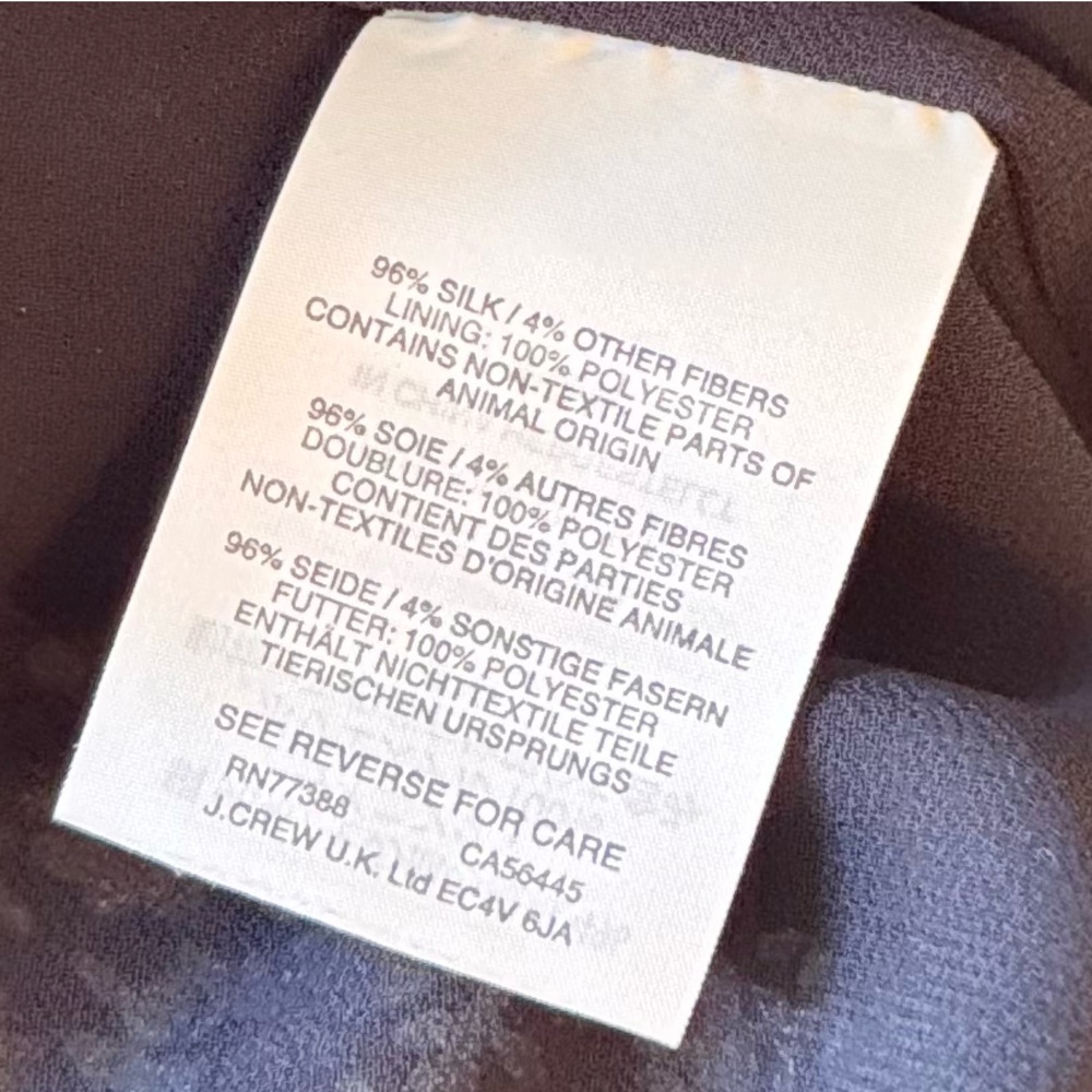 J. CREW Chiffon Silk Gold Metallic Black & White Blouse Floral Top - Picture 16 of 16